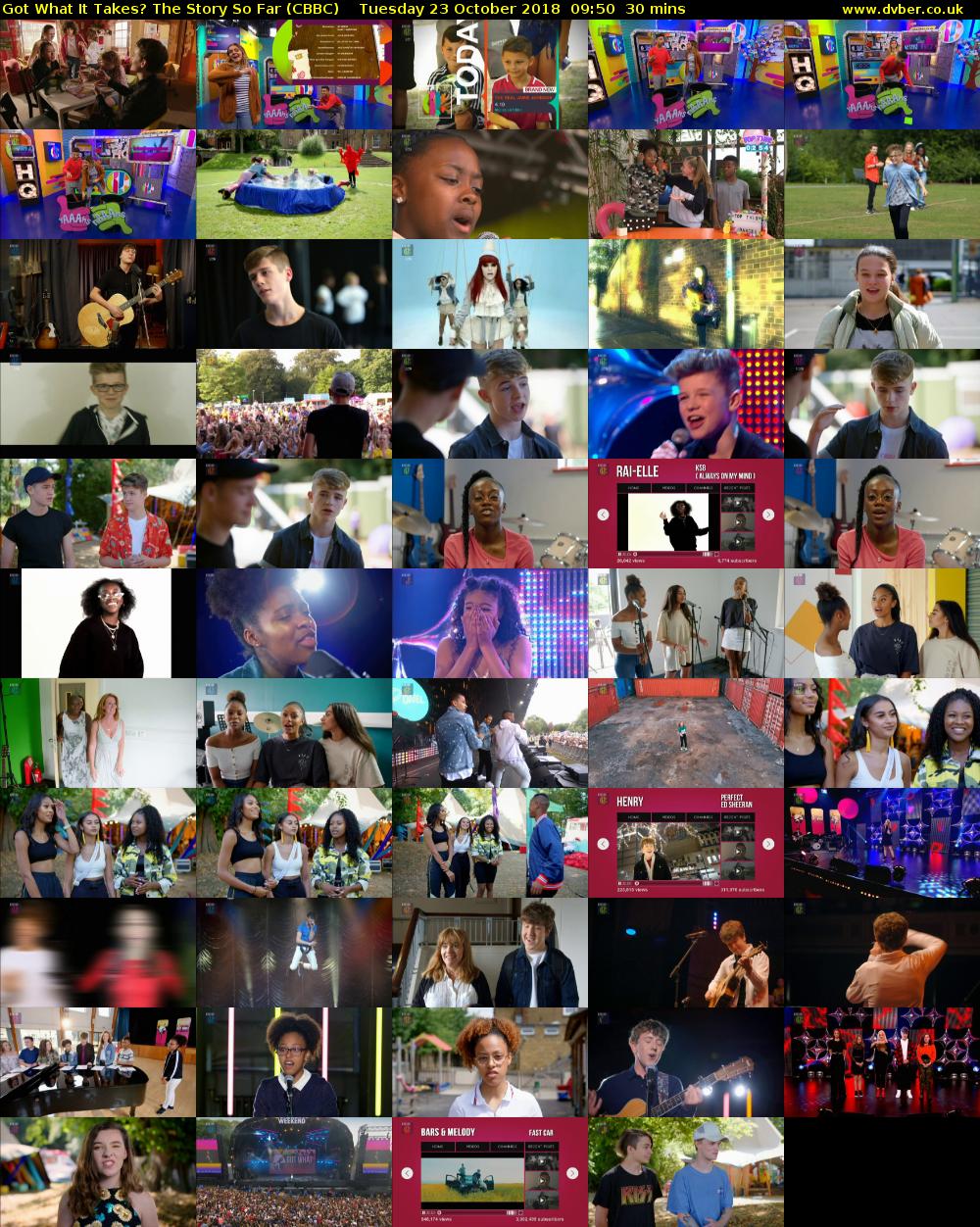 Got What It Takes? The Story So Far (CBBC) Tuesday 23 October 2018 09:50 - 10:20