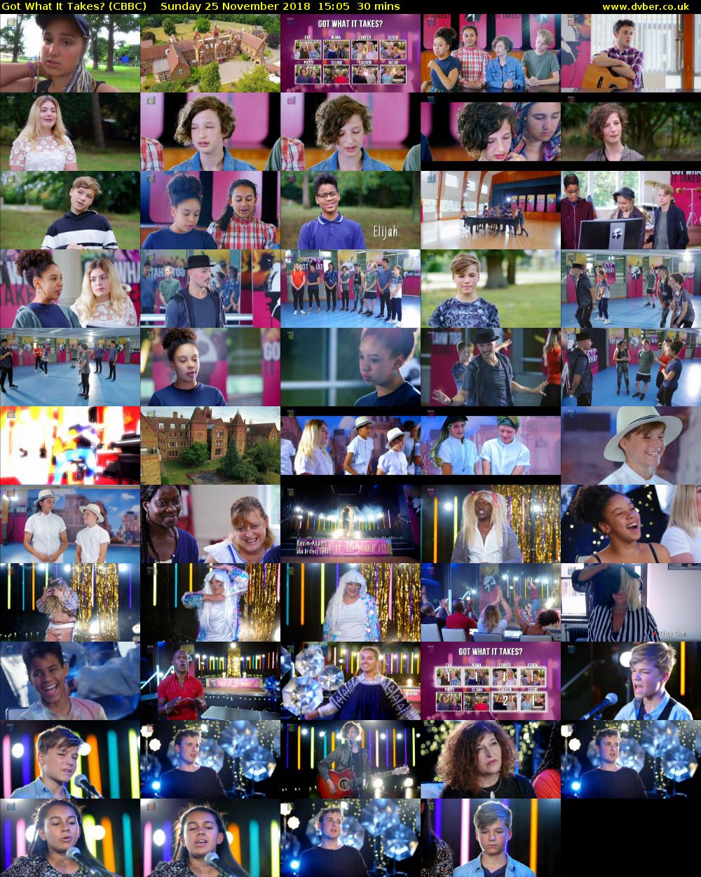 Got What It Takes? (CBBC) Sunday 25 November 2018 15:05 - 15:35