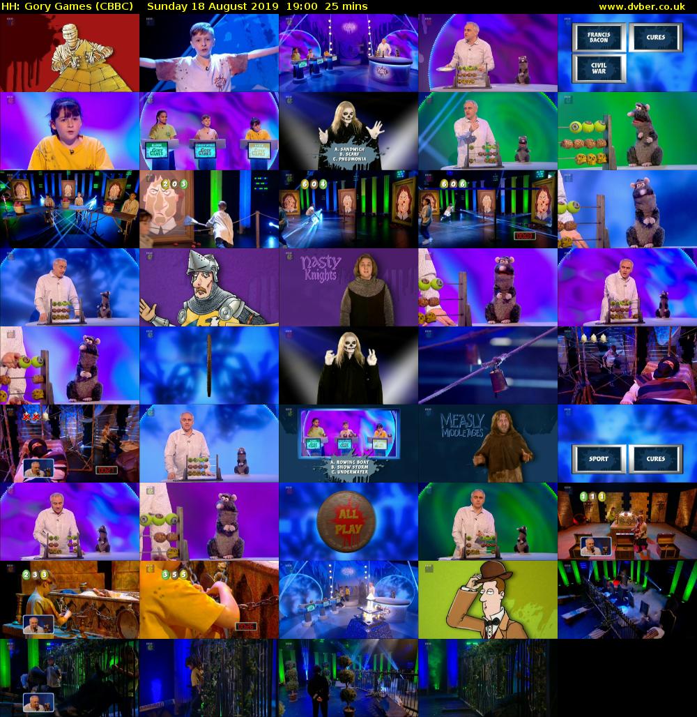HH: Gory Games (CBBC) Sunday 18 August 2019 19:00 - 19:25
