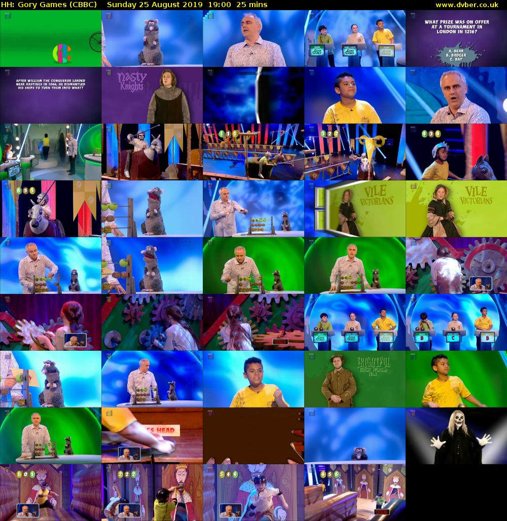 HH: Gory Games (CBBC) Sunday 25 August 2019 19:00 - 19:25