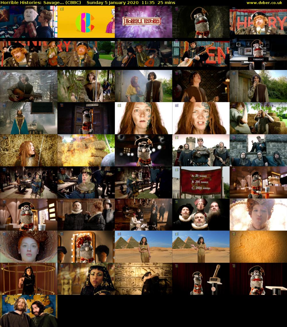 Horrible Histories: Savage... (CBBC) Sunday 5 January 2020 11:35 - 12:00