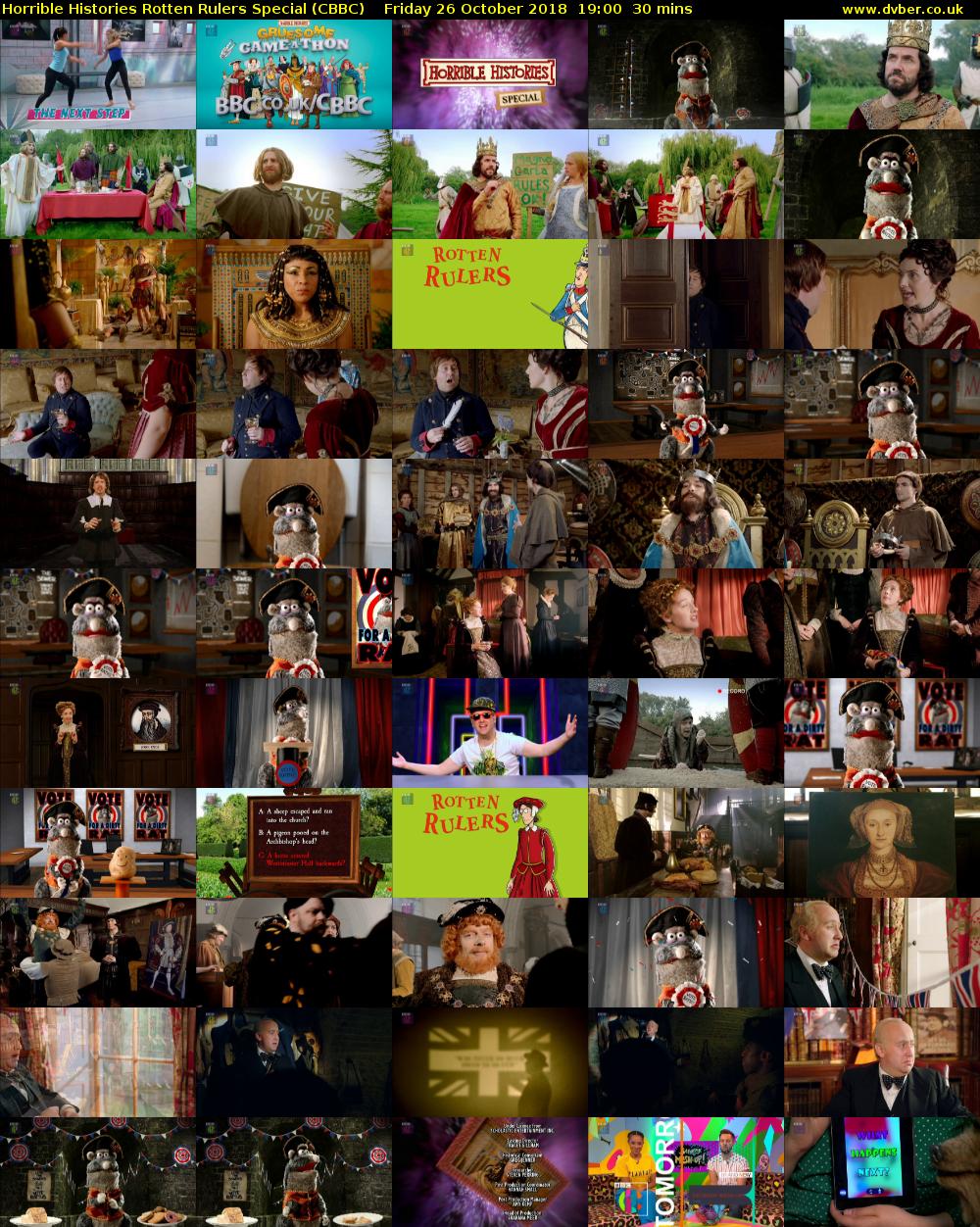 Horrible Histories Rotten Rulers Special (CBBC) Friday 26 October 2018 19:00 - 19:30