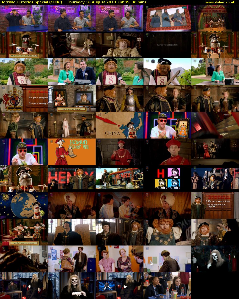 Horrible Histories Special (CBBC) Thursday 16 August 2018 09:05 - 09:35