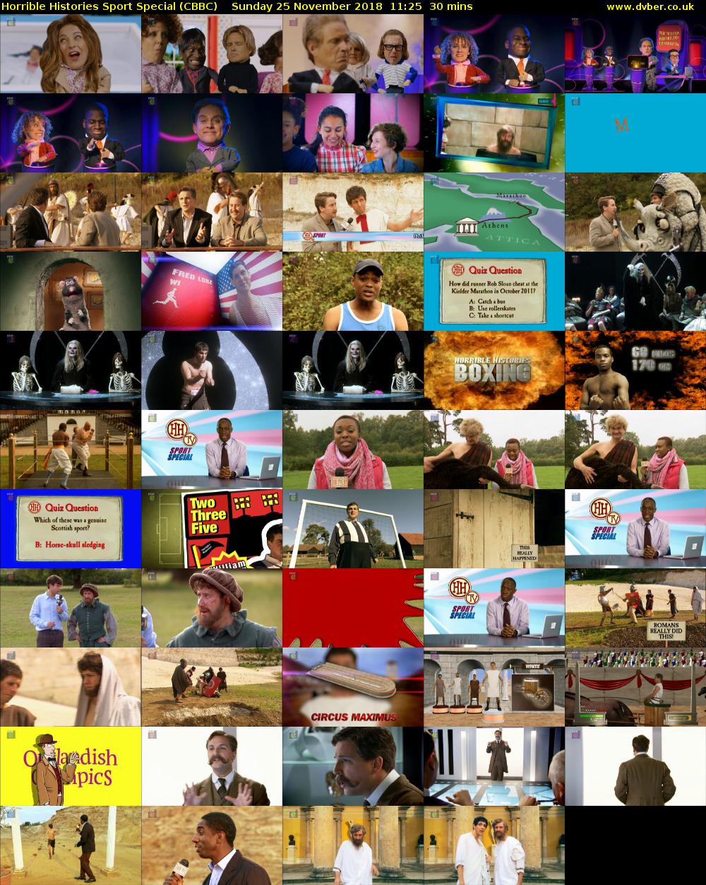 Horrible Histories Sport Special (CBBC) Sunday 25 November 2018 11:25 - 11:55