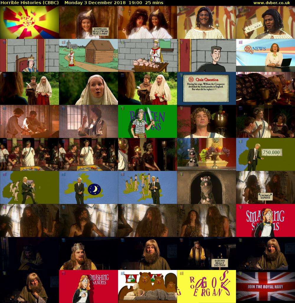 Horrible Histories (CBBC) Monday 3 December 2018 19:00 - 19:25