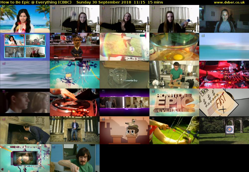 How to Be Epic @ Everything (CBBC) Sunday 30 September 2018 11:15 - 11:30