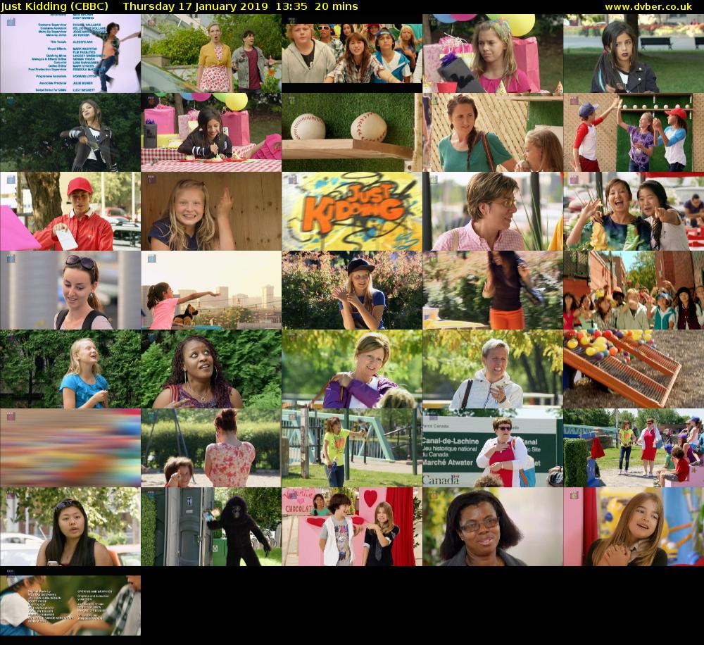 Just Kidding (CBBC) Thursday 17 January 2019 13:35 - 13:55