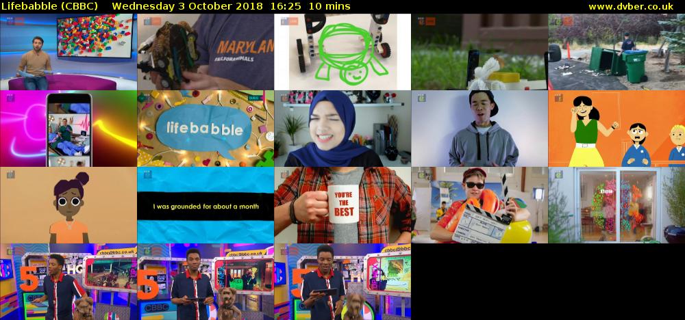 Lifebabble (CBBC) Wednesday 3 October 2018 16:25 - 16:35