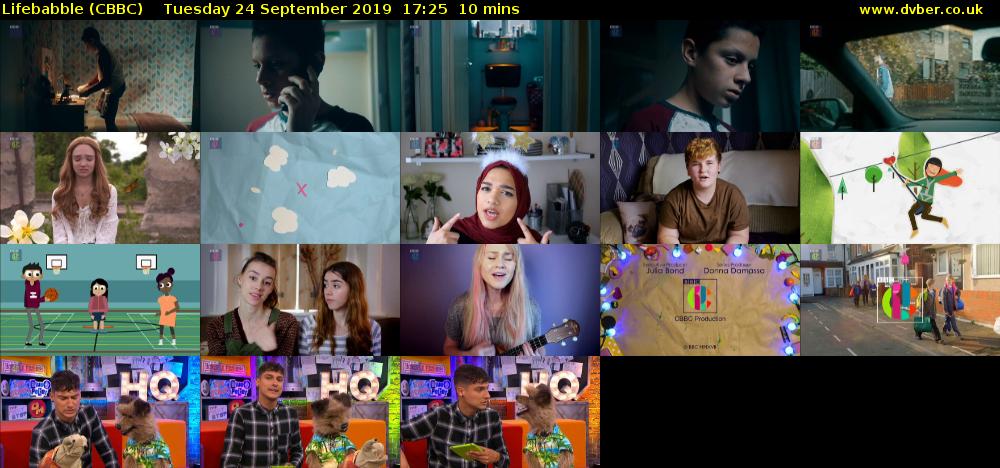 Lifebabble (CBBC) Tuesday 24 September 2019 17:25 - 17:35