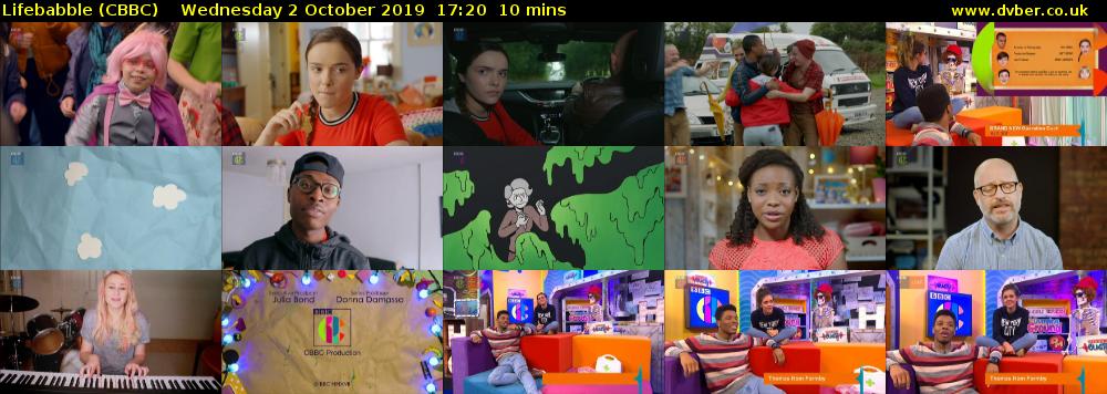 Lifebabble (CBBC) Wednesday 2 October 2019 17:20 - 17:30