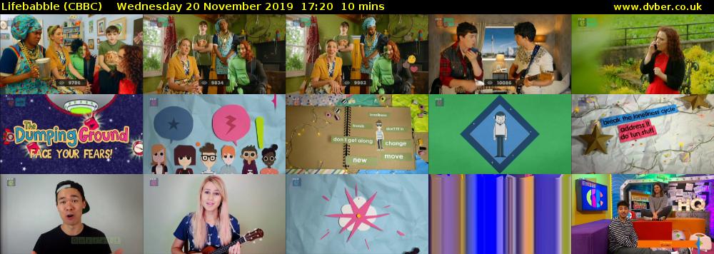 Lifebabble (CBBC) Wednesday 20 November 2019 17:20 - 17:30
