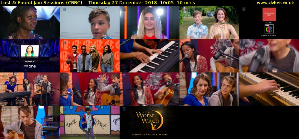 Lost & Found Jam Sessions (CBBC) Thursday 27 December 2018 10:05 - 10:15