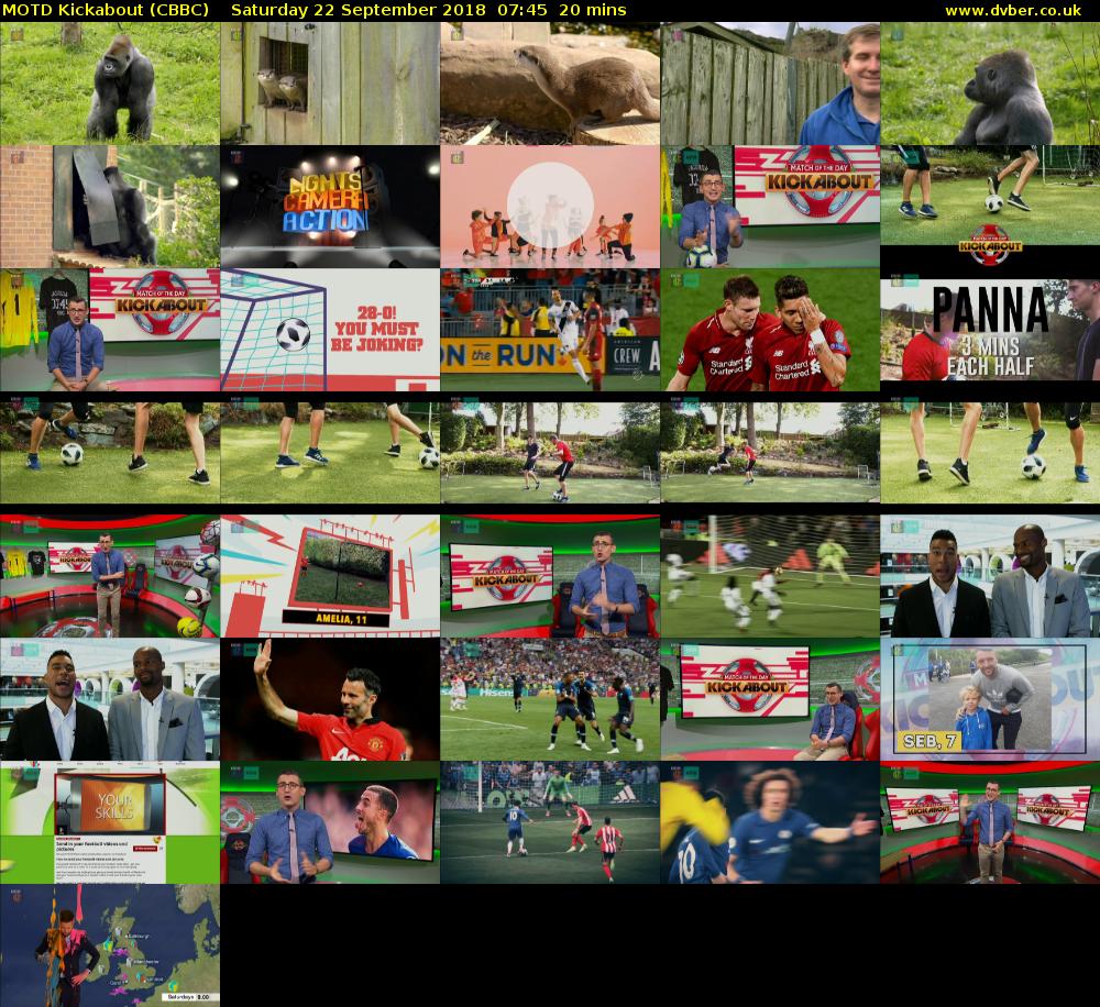 MOTD Kickabout (CBBC) Saturday 22 September 2018 07:45 - 08:05