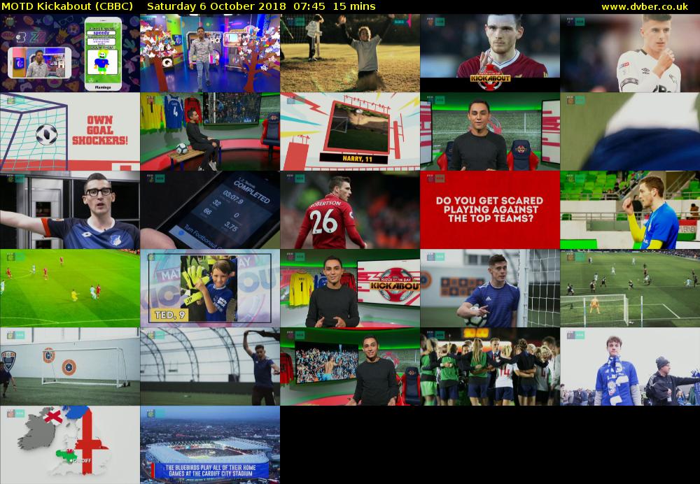 MOTD Kickabout (CBBC) Saturday 6 October 2018 07:45 - 08:00