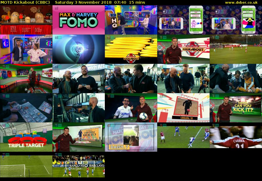 MOTD Kickabout (CBBC) Saturday 3 November 2018 07:40 - 07:55