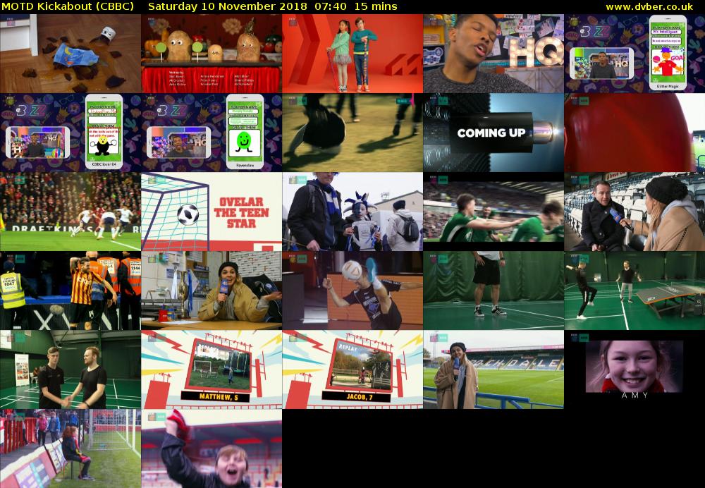 MOTD Kickabout (CBBC) Saturday 10 November 2018 07:40 - 07:55