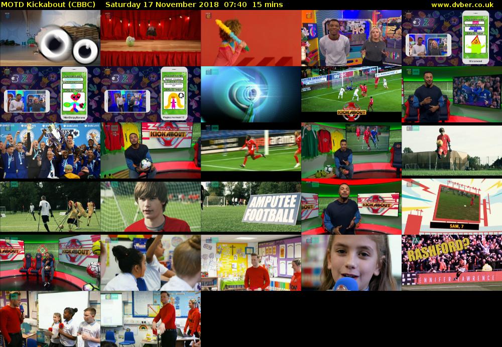 MOTD Kickabout (CBBC) Saturday 17 November 2018 07:40 - 07:55