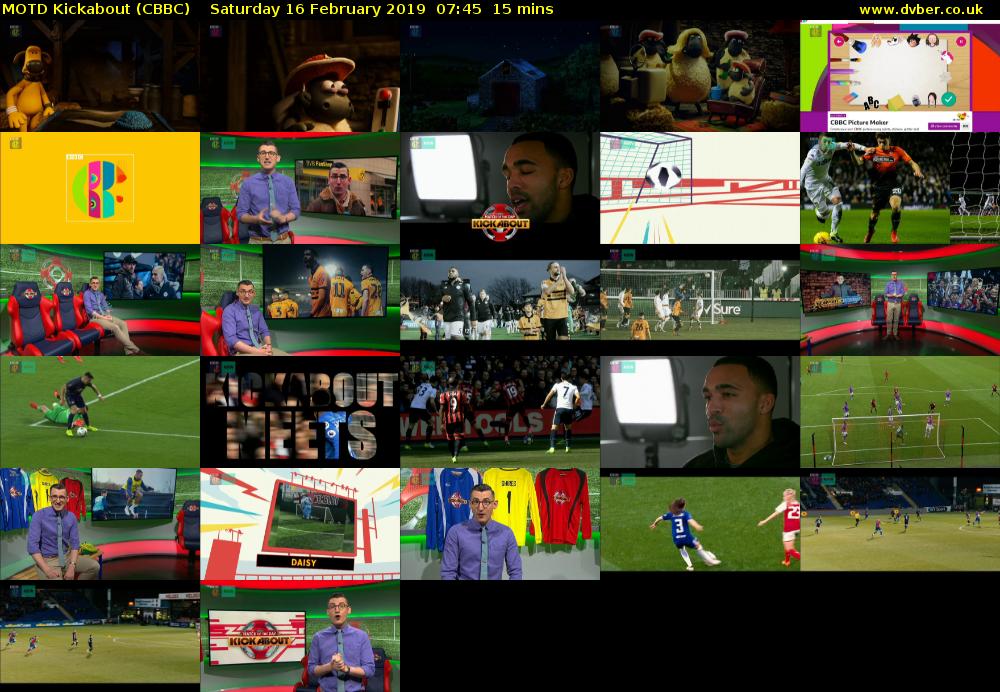 MOTD Kickabout (CBBC) Saturday 16 February 2019 07:45 - 08:00