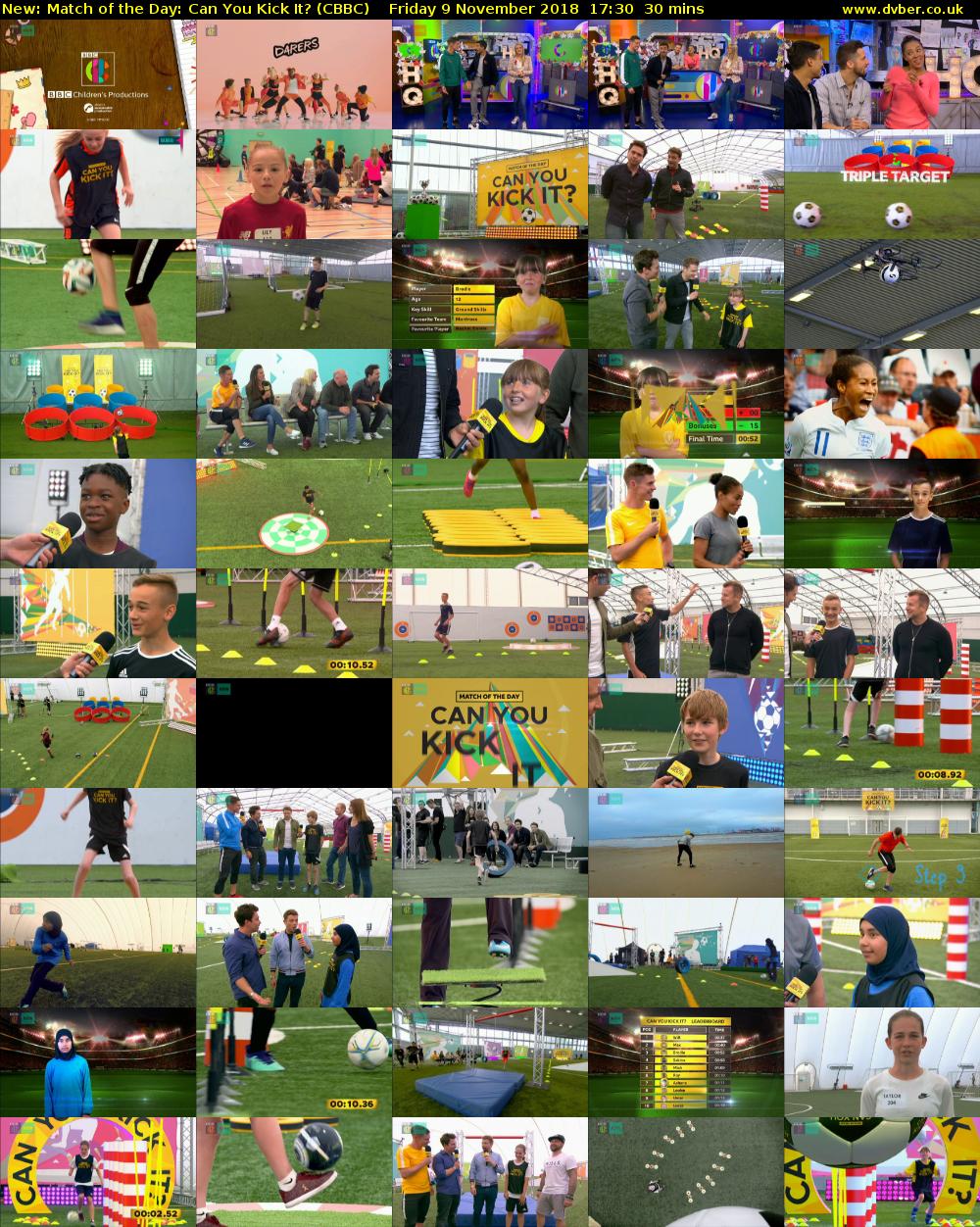 Match of the Day: Can You Kick It? (CBBC) Friday 9 November 2018 17:30 - 18:00