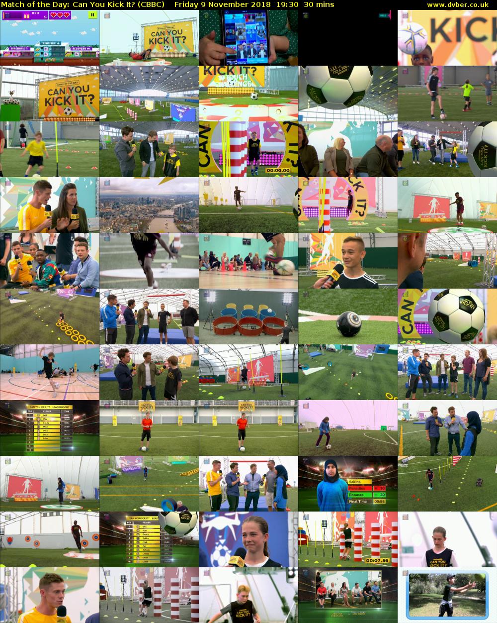 Match of the Day: Can You Kick It? (CBBC) Friday 9 November 2018 19:30 - 20:00