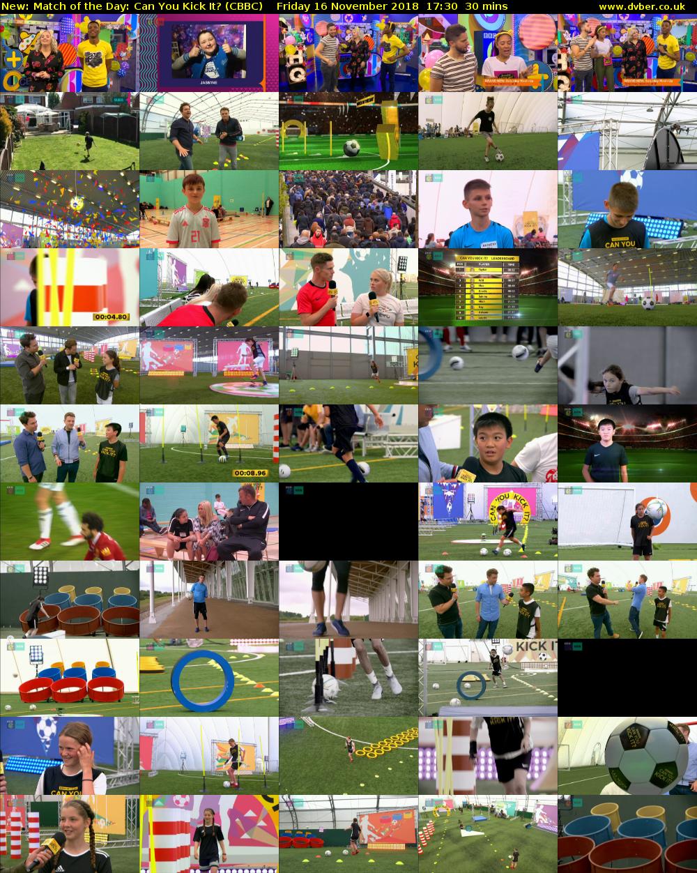 Match of the Day: Can You Kick It? (CBBC) Friday 16 November 2018 17:30 - 18:00
