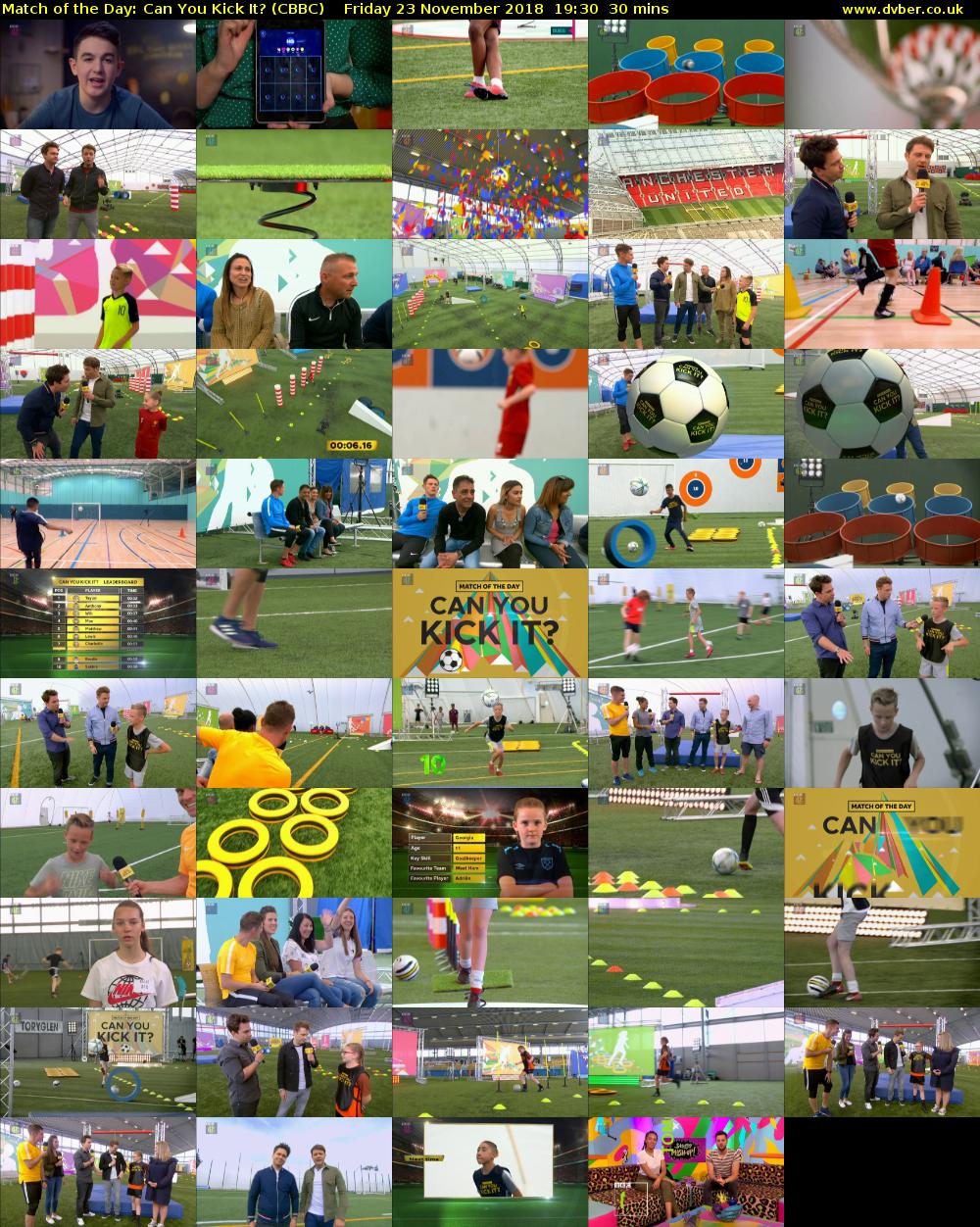 Match of the Day: Can You Kick It? (CBBC) Friday 23 November 2018 19:30 - 20:00