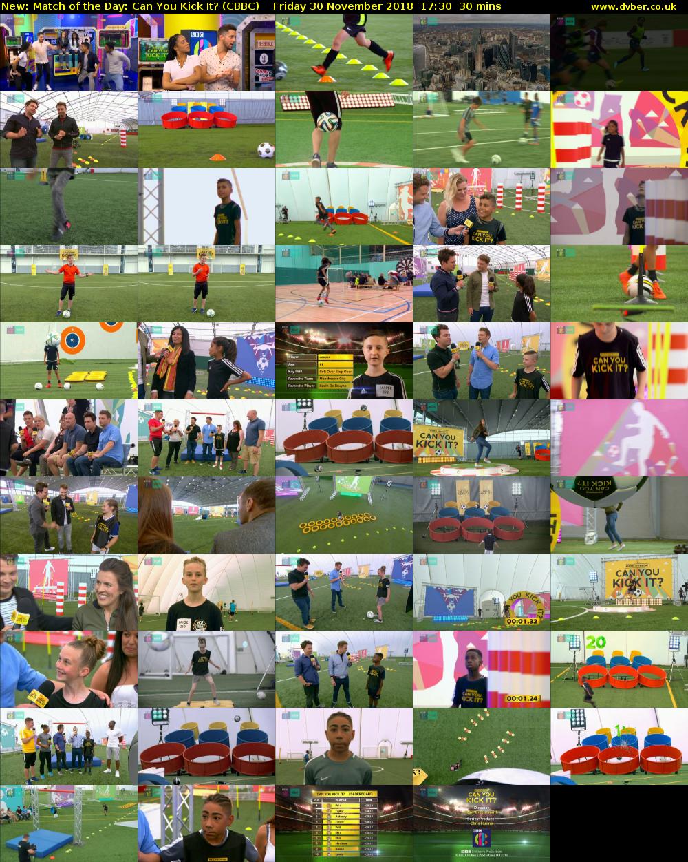 Match of the Day: Can You Kick It? (CBBC) Friday 30 November 2018 17:30 - 18:00