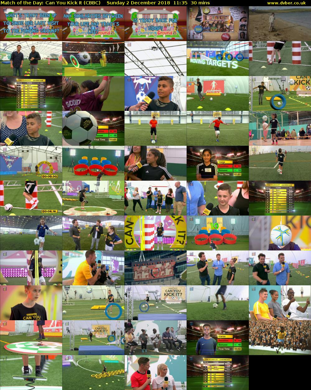 Match of the Day: Can You Kick It (CBBC) Sunday 2 December 2018 11:35 - 12:05