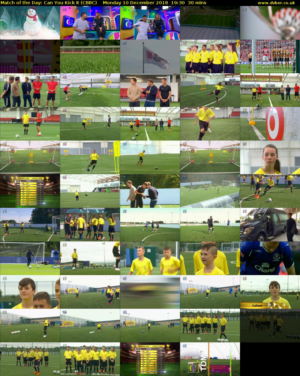 Match of the Day: Can You Kick It (CBBC) Monday 10 December 2018 19:30 - 20:00