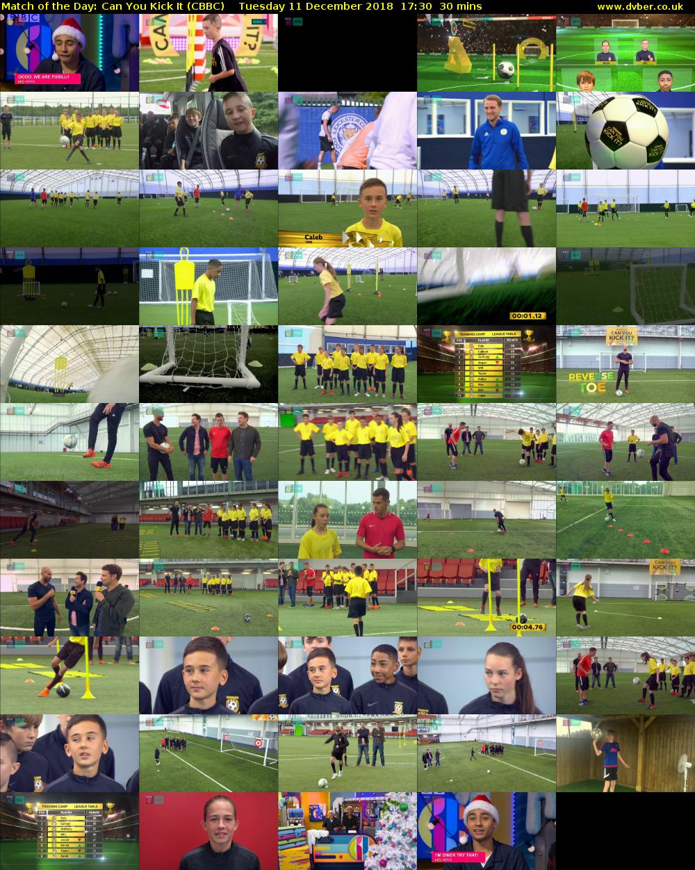 Match of the Day: Can You Kick It (CBBC) Tuesday 11 December 2018 17:30 - 18:00