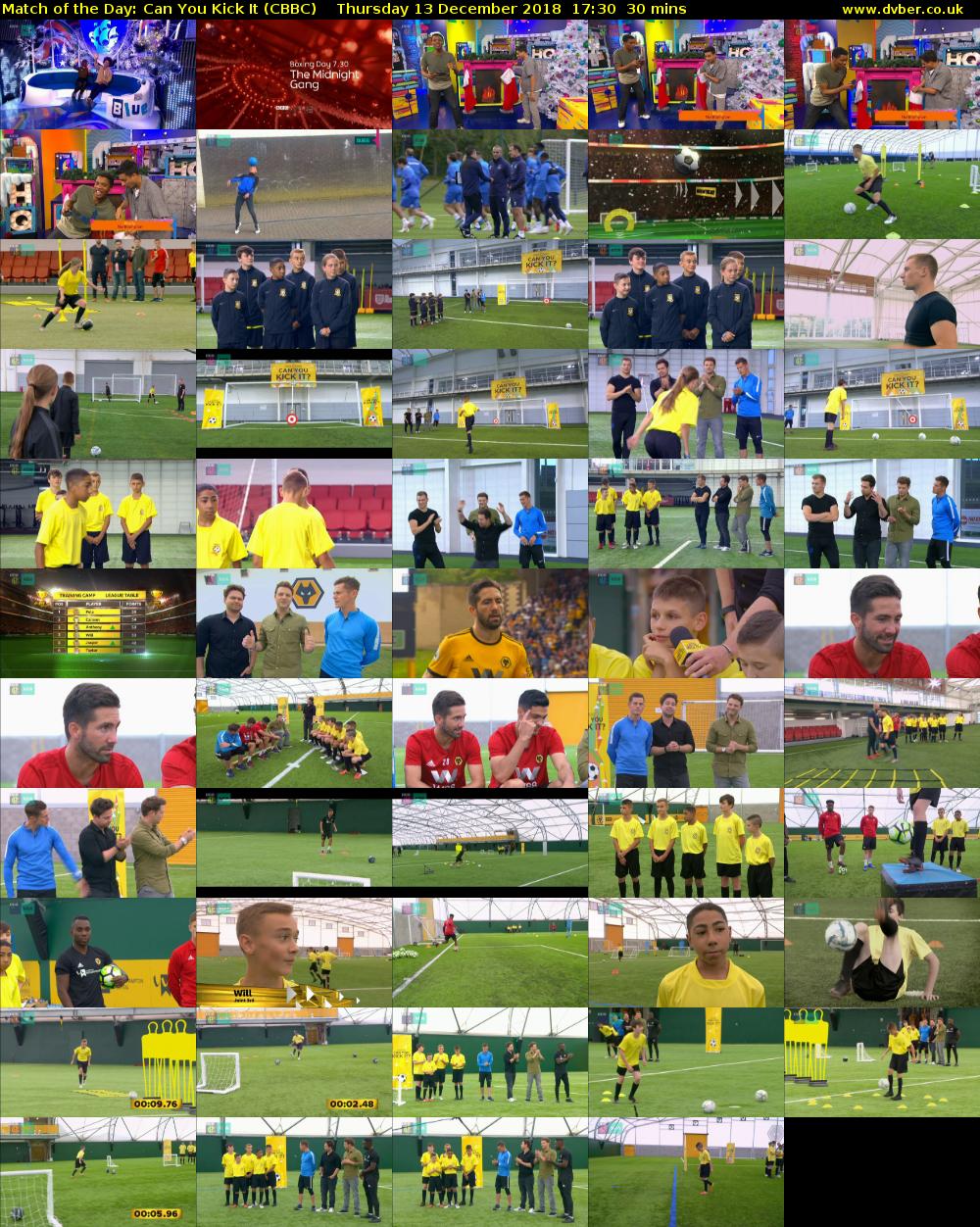 Match of the Day: Can You Kick It (CBBC) Thursday 13 December 2018 17:30 - 18:00