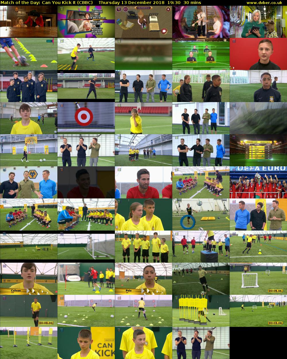 Match of the Day: Can You Kick It (CBBC) Thursday 13 December 2018 19:30 - 20:00