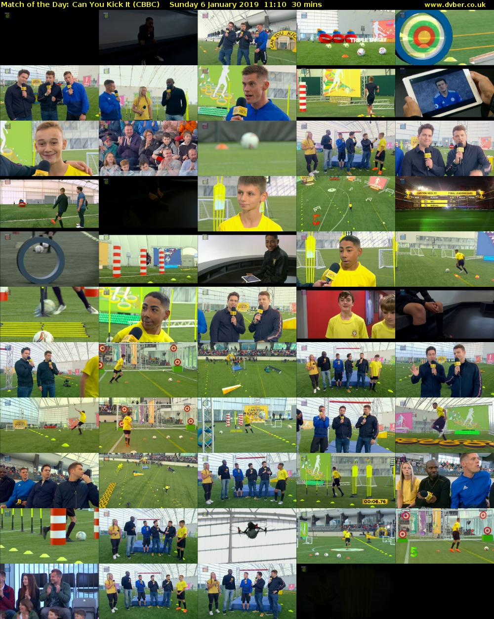 Match of the Day: Can You Kick It (CBBC) Sunday 6 January 2019 11:10 - 11:40