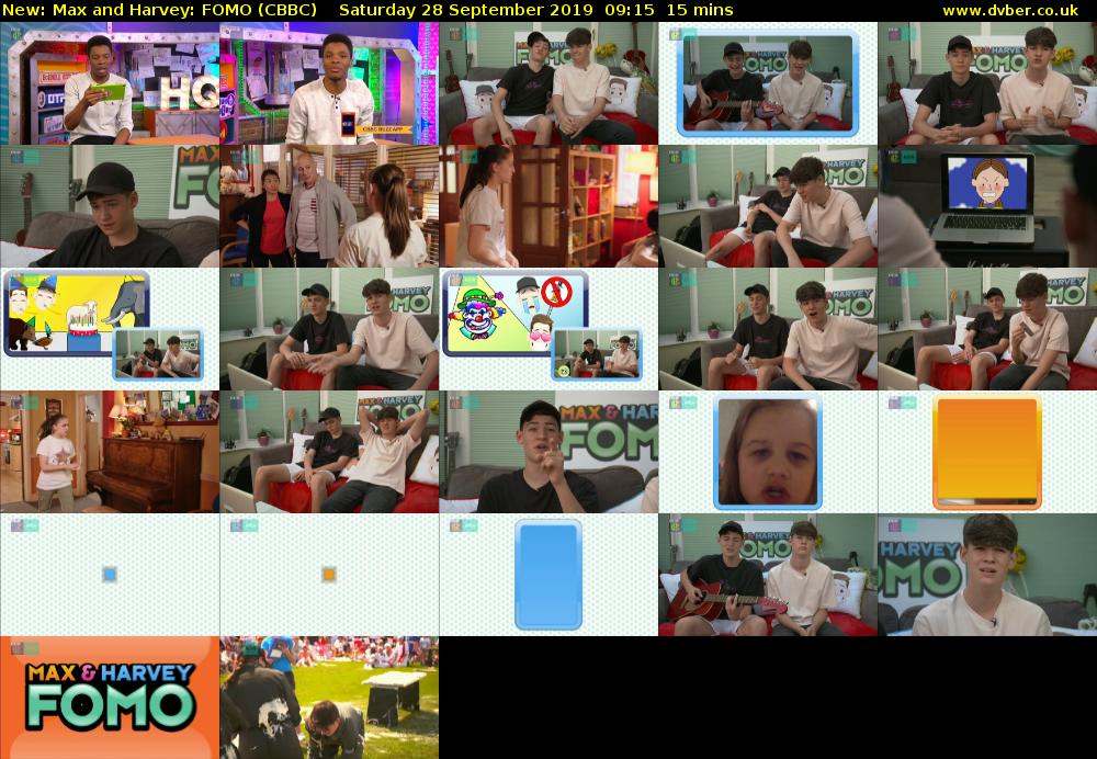 Max and Harvey: FOMO (CBBC) Saturday 28 September 2019 09:15 - 09:30