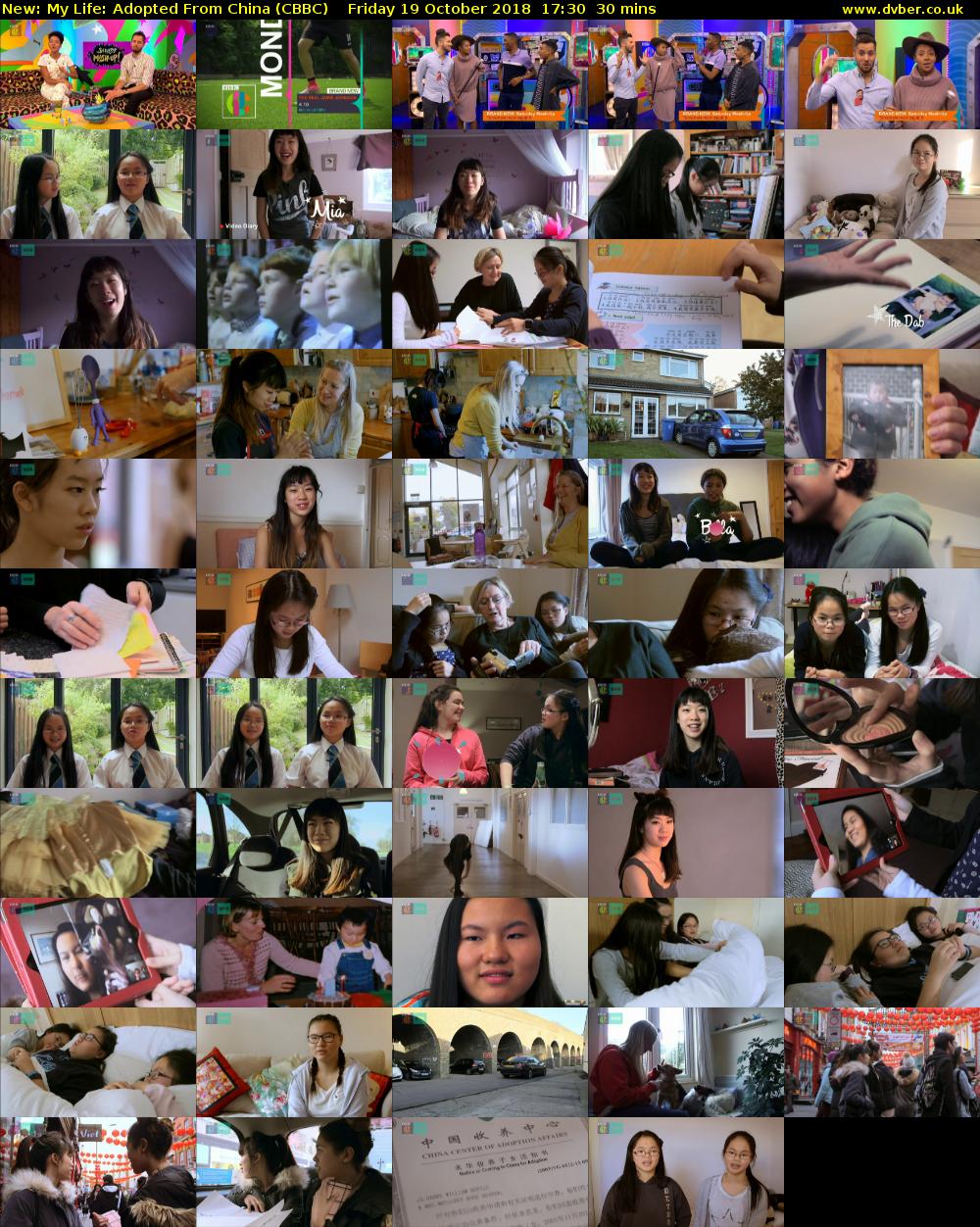 My Life: Adopted From China (CBBC) Friday 19 October 2018 17:30 - 18:00