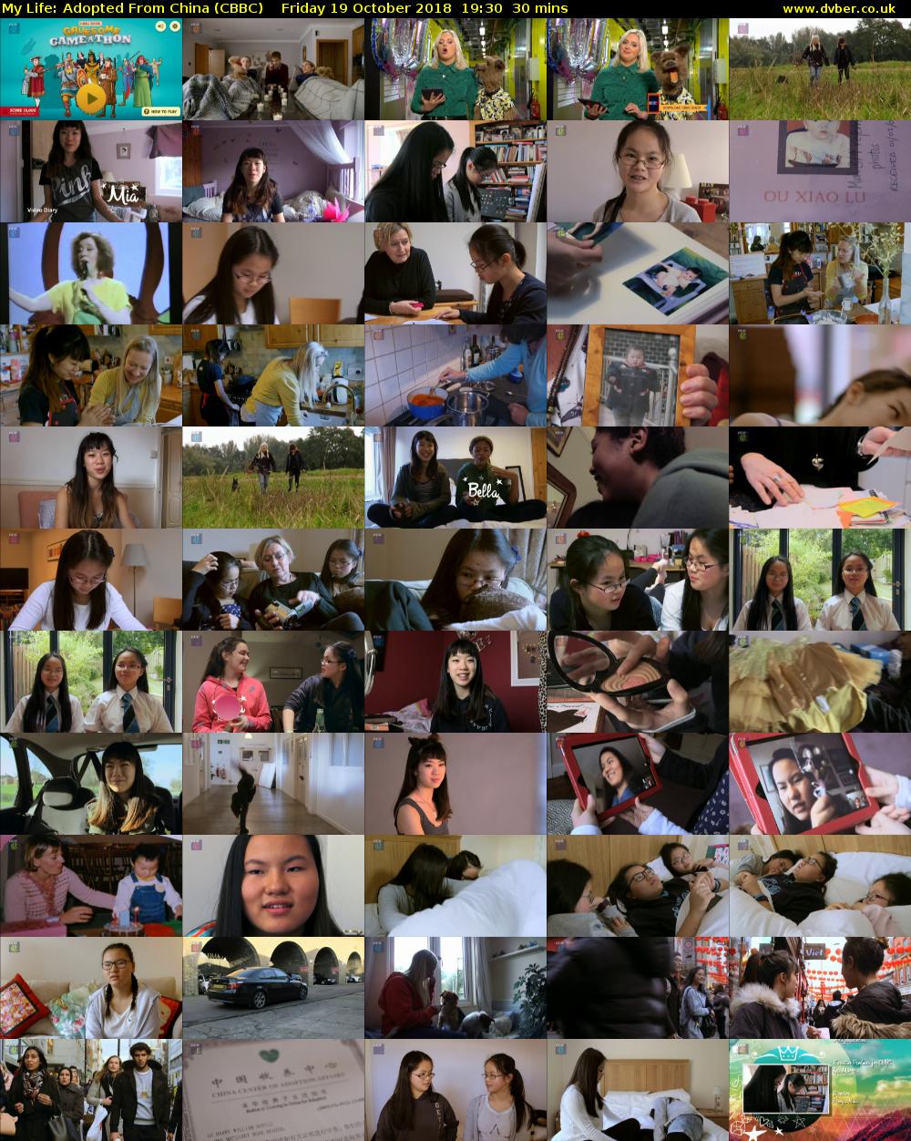 My Life: Adopted From China (CBBC) Friday 19 October 2018 19:30 - 20:00