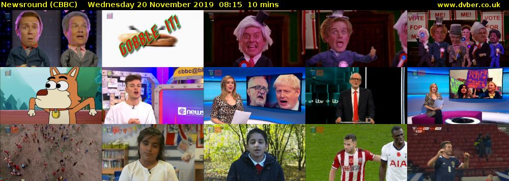 Newsround (CBBC) Wednesday 20 November 2019 08:15 - 08:25
