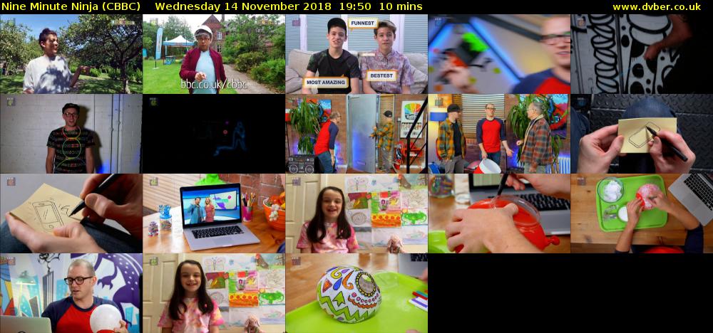 Nine Minute Ninja (CBBC) Wednesday 14 November 2018 19:50 - 20:00