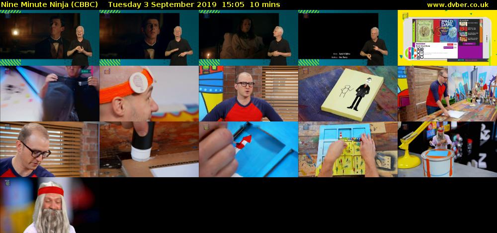 Nine Minute Ninja (CBBC) Tuesday 3 September 2019 15:05 - 15:15