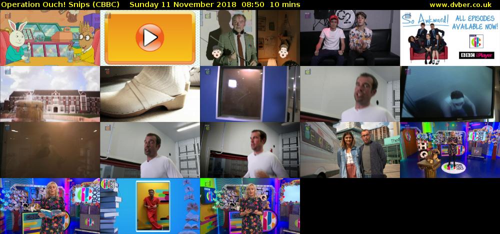 Operation Ouch! Snips (CBBC) Sunday 11 November 2018 08:50 - 09:00
