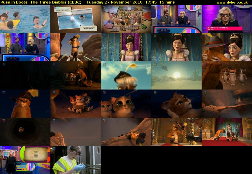 Puss in Boots: The Three Diablos (CBBC) Tuesday 27 November 2018 17:45 - 18:00