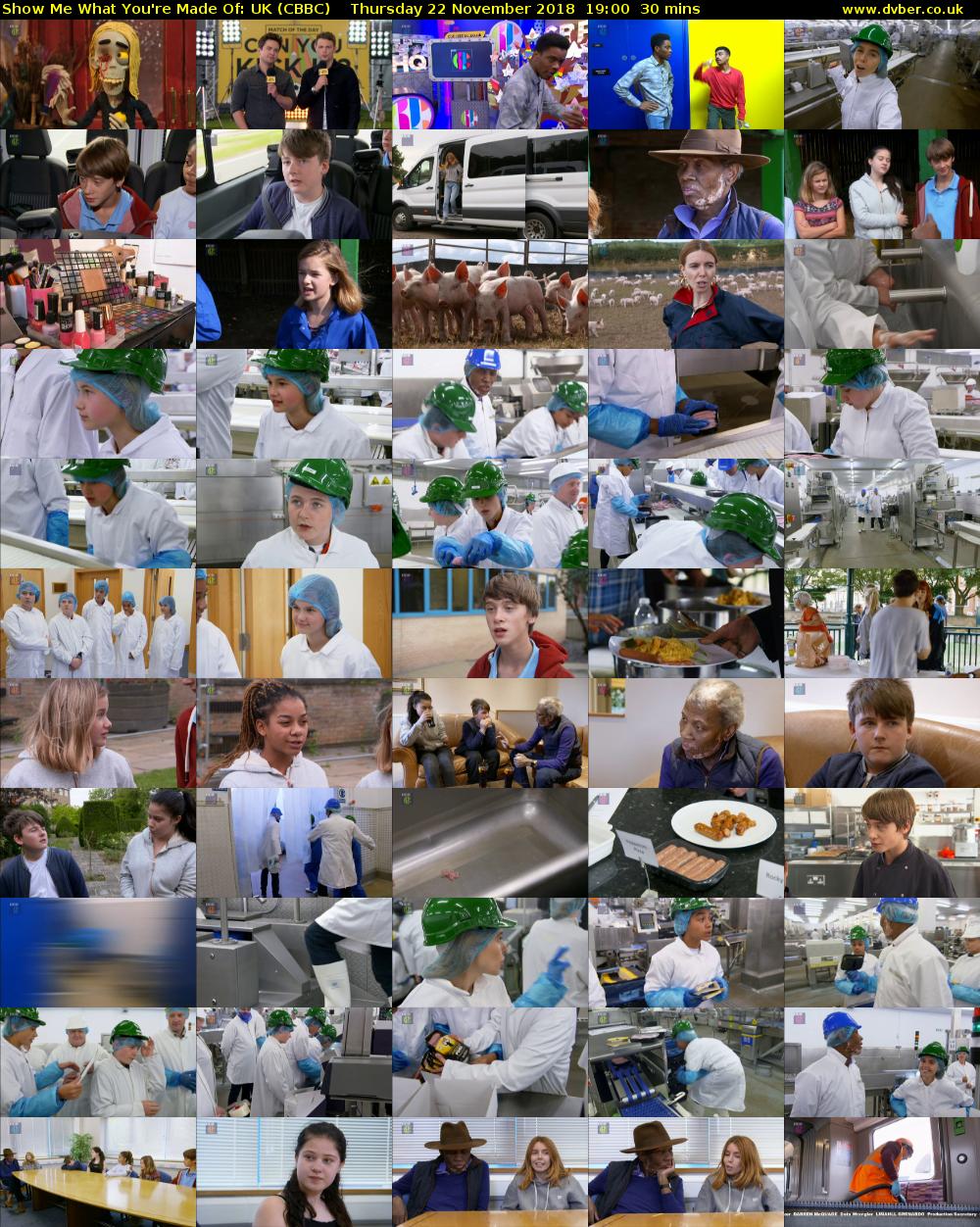 Show Me What You're Made Of: UK (CBBC) Thursday 22 November 2018 19:00 - 19:30
