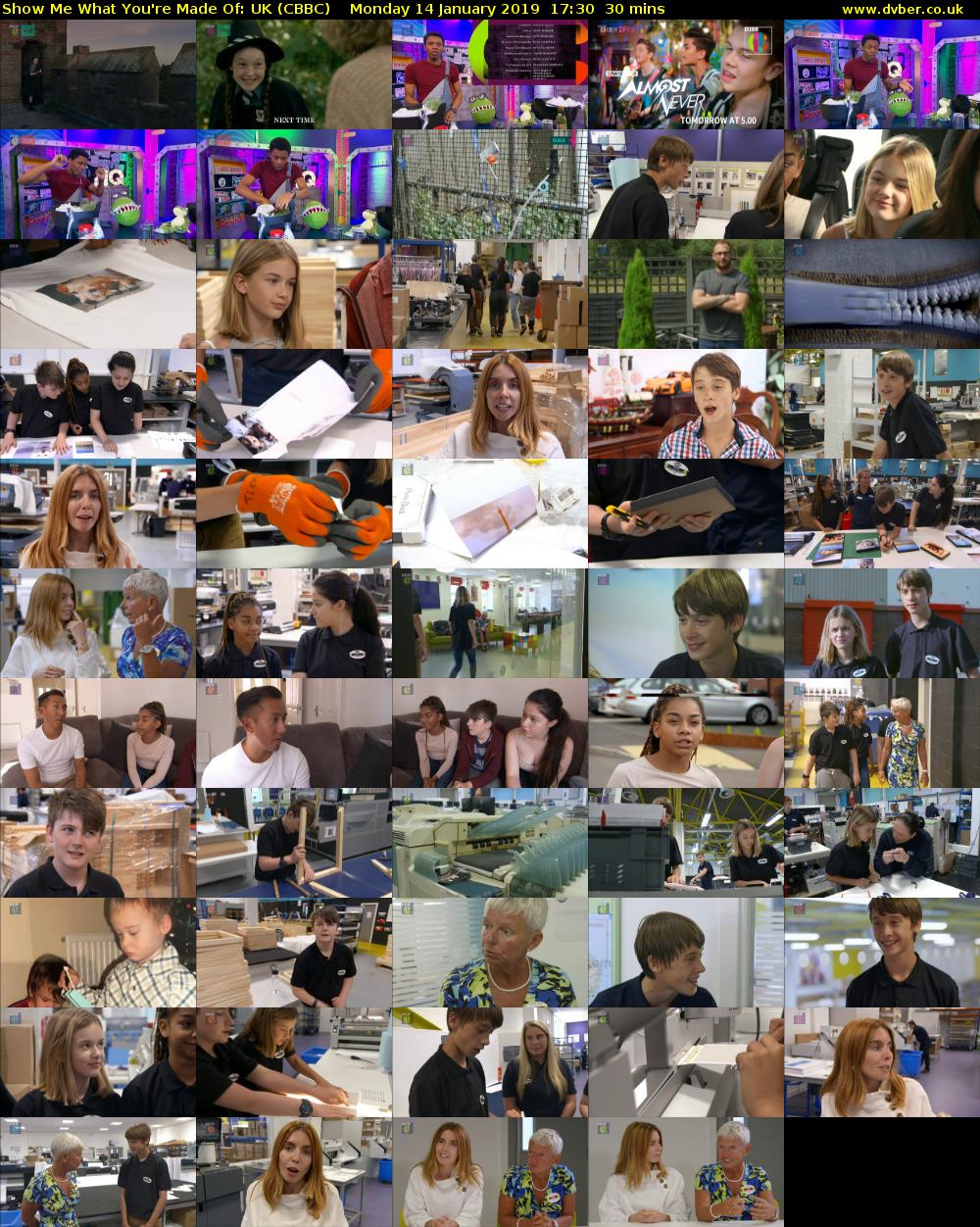 Show Me What You're Made Of: UK (CBBC) Monday 14 January 2019 17:30 - 18:00