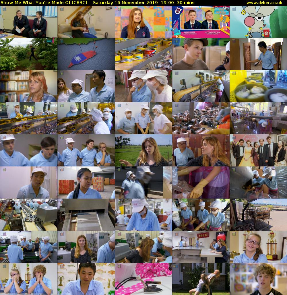 Show Me What You're Made Of (CBBC) Saturday 16 November 2019 19:00 - 19:30