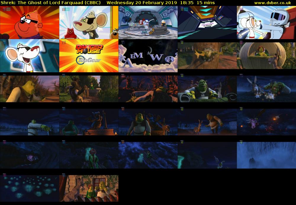 Shrek: The Ghost of Lord Farquaad (CBBC) Wednesday 20 February 2019 18:35 - 18:50