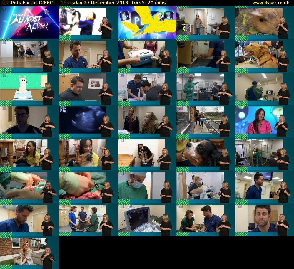 The Pets Factor (CBBC) Thursday 27 December 2018 10:45 - 11:05