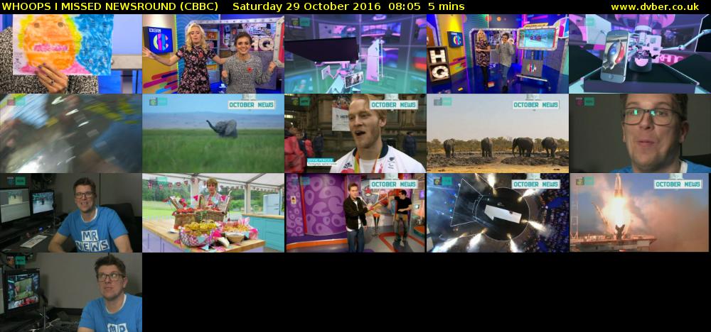 WHOOPS I MISSED NEWSROUND (CBBC) Saturday 29 October 2016 08:05 - 08:10