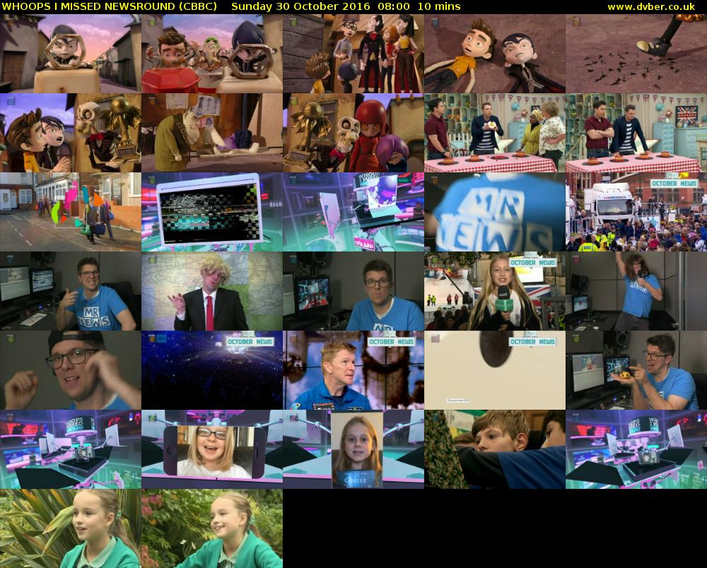 WHOOPS I MISSED NEWSROUND (CBBC) Sunday 30 October 2016 08:00 - 08:10