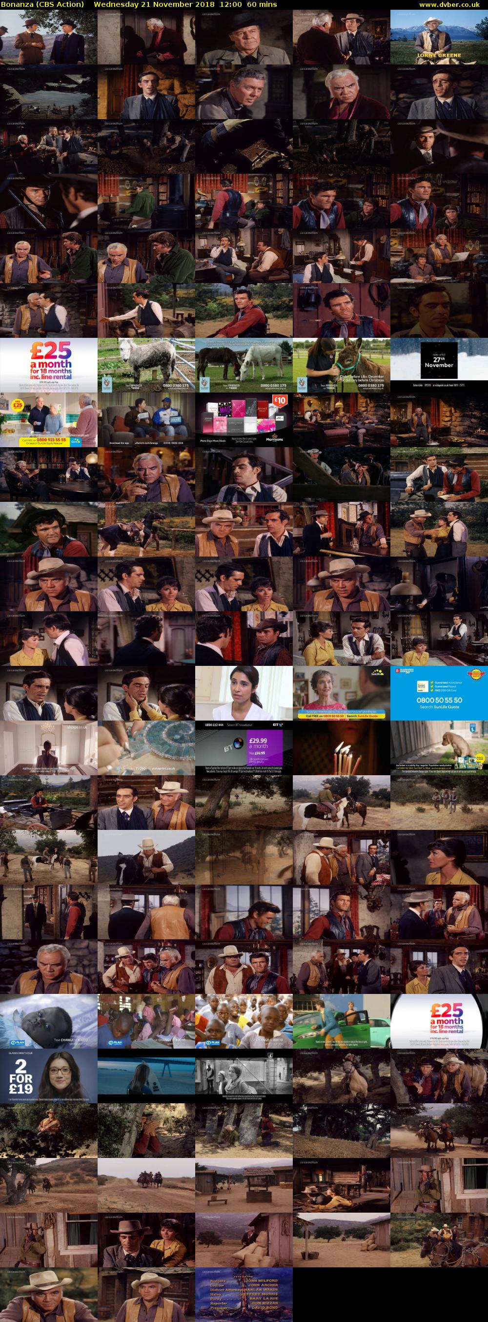Bonanza (CBS Action) Wednesday 21 November 2018 12:00 - 13:00