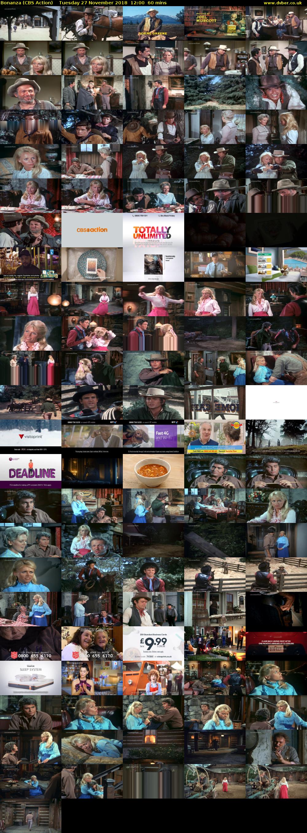 Bonanza (CBS Action) Tuesday 27 November 2018 12:00 - 13:00